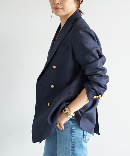 Deuxieme Classe(ドゥーズィエムクラス)の「*LINEN ブレザー(テーラードジャケット・レディース・ネイビー/キャメル・FREE)」の12枚目の写真