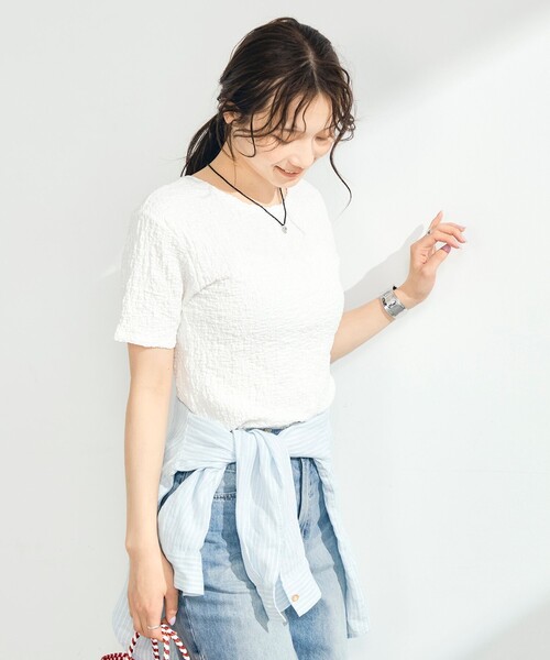 fredy emue(フレディエミュ)の「ぽこぽこ2WAYスリットプルオーバー(Tシャツ/カットソー・レディース・ブラウン/オフホワイト/ブラック/サックスブルー・38)」の17枚目の写真
