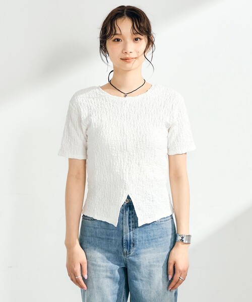 fredy emue(フレディエミュ)の「ぽこぽこ2WAYスリットプルオーバー(Tシャツ/カットソー・レディース・ブラウン/オフホワイト/ブラック/サックスブルー・38)」の20枚目の写真