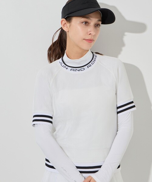 JUN&ROPE'(ジュンアンドロペ)の「ダブルメッシュ半袖プルオーバー/セットアップ対応(Tシャツ/カットソー・レディース・ホワイト/ブラック・M/L)」の2枚目の写真