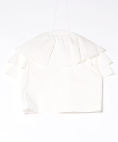 PICCIN PERLA（ピッチンペルラ）の「フリルショートジャケット（その他アウター・レディース・オフホワイト/ブラック/サックスブルー・M）」の5枚目の写真