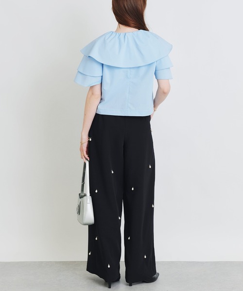 PICCIN PERLA（ピッチンペルラ）の「フリルショートジャケット（その他アウター・レディース・オフホワイト/ブラック/サックスブルー・M）」の11枚目の写真