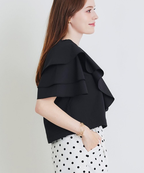 PICCIN PERLA（ピッチンペルラ）の「フリルショートジャケット（その他アウター・レディース・オフホワイト/ブラック/サックスブルー・M）」の21枚目の写真