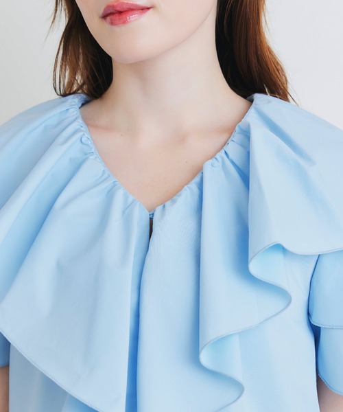 PICCIN PERLA（ピッチンペルラ）の「フリルショートジャケット（その他アウター・レディース・オフホワイト/ブラック/サックスブルー・M）」の10枚目の写真