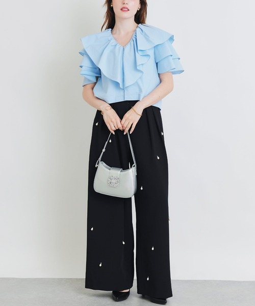 PICCIN PERLA（ピッチンペルラ）の「フリルショートジャケット（その他アウター・レディース・オフホワイト/ブラック/サックスブルー・M）」の13枚目の写真