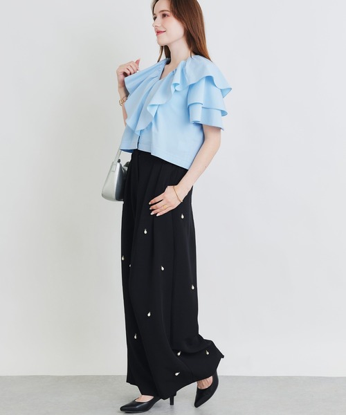 PICCIN PERLA（ピッチンペルラ）の「フリルショートジャケット（その他アウター・レディース・オフホワイト/ブラック/サックスブルー・M）」の12枚目の写真