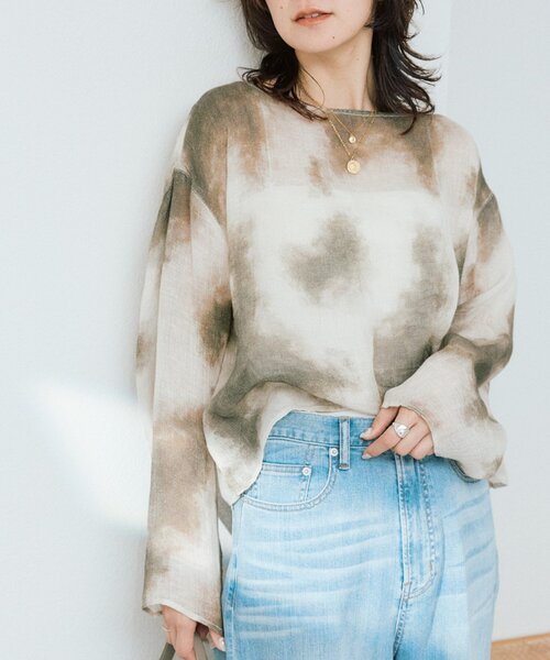 美品 Own GArment products リネンブラウス 2WAY シャツ à Nice】【手洗い可/着映え/リネン100％】2WAYリネンブラウス（シャツ