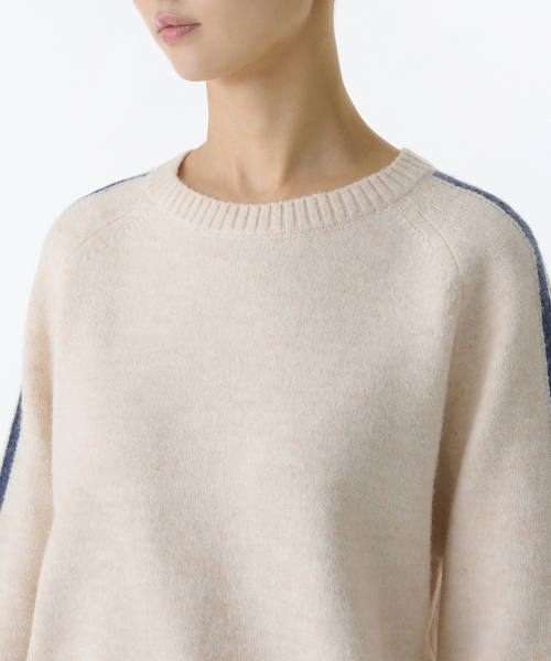 MUSINSA STANDARD WOMAN（ムシンサスタンダードウーマン）の「ウィメンズクルーネックトラックニット[アイボリー]（ニット/セーター・レディース・その他・X-SMALL/SMALL/MEDIUM/LARGE）」の3枚目の写真