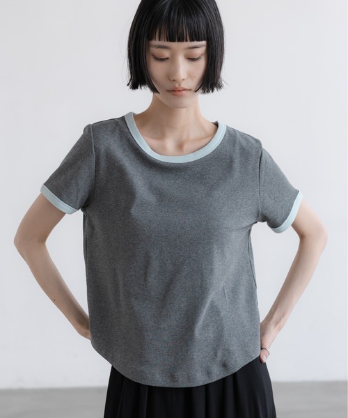 LOWRYS FARM(ローリーズファーム)の「リンガーTEE 638394(Tシャツ/カットソー・レディース・ベージュ/グレー系その他5/グレー系その他2/チャコールグレー・FREE)」の3枚目の写真
