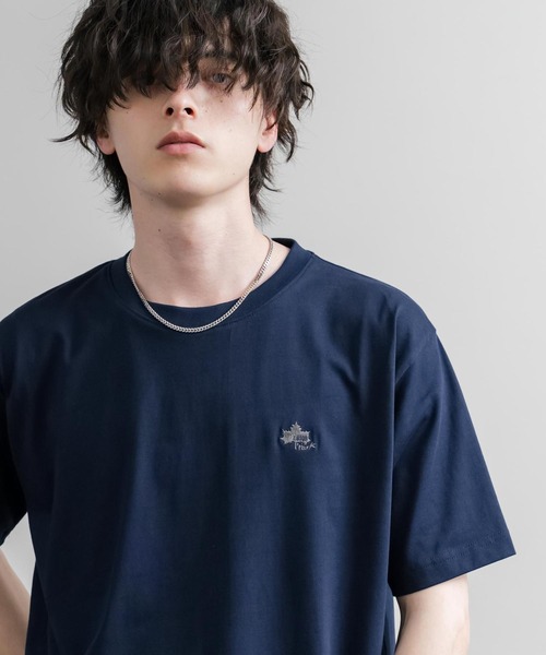 LOGOS(ロゴス)の「LOGOS ロゴス 吸汗速乾 スパイラルヤーンワンポイントロゴ刺繍半袖Tシャツ(Tシャツ/カットソー・メンズ・サンドベージュ/オフホワイト/カーキ/オレンジ/ネイビー/ワイン/スミクロ・M/LL/L)」の6枚目の写真