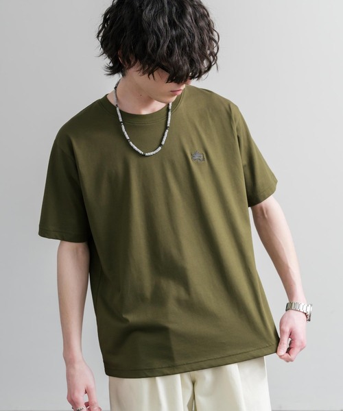 LOGOS(ロゴス)の「LOGOS ロゴス 吸汗速乾 スパイラルヤーンワンポイントロゴ刺繍半袖Tシャツ(Tシャツ/カットソー・メンズ・サンドベージュ/オフホワイト/カーキ/オレンジ/ネイビー/ワイン/スミクロ・M/LL/L)」の5枚目の写真