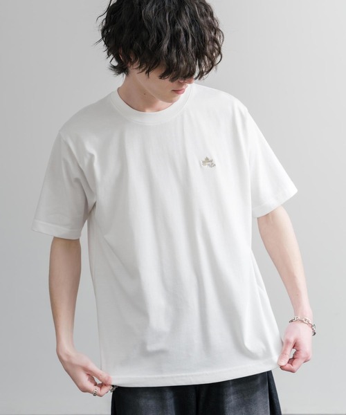 LOGOS(ロゴス)の「LOGOS ロゴス 吸汗速乾 スパイラルヤーンワンポイントロゴ刺繍半袖Tシャツ(Tシャツ/カットソー・メンズ・サンドベージュ/オフホワイト/カーキ/オレンジ/ネイビー/ワイン/スミクロ・M/LL/L)」の8枚目の写真
