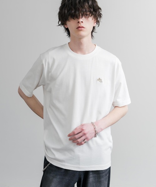 LOGOS(ロゴス)の「LOGOS ロゴス 吸汗速乾 スパイラルヤーンワンポイントロゴ刺繍半袖Tシャツ(Tシャツ/カットソー・メンズ・サンドベージュ/オフホワイト/カーキ/オレンジ/ネイビー/ワイン/スミクロ・M/LL/L)」の9枚目の写真