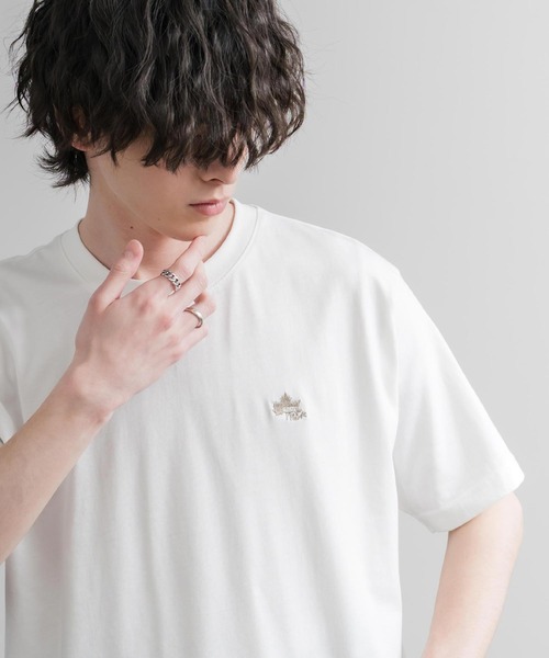 LOGOS(ロゴス)の「LOGOS ロゴス 吸汗速乾 スパイラルヤーンワンポイントロゴ刺繍半袖Tシャツ(Tシャツ/カットソー・メンズ・サンドベージュ/オフホワイト/カーキ/オレンジ/ネイビー/ワイン/スミクロ・M/LL/L)」の10枚目の写真