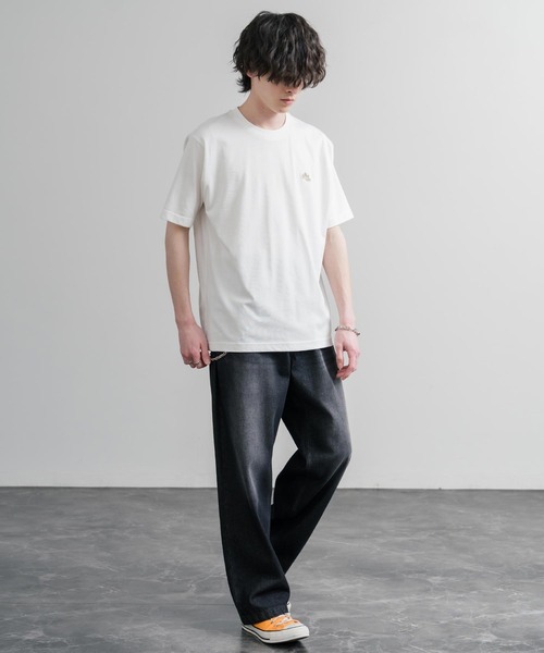 LOGOS(ロゴス)の「LOGOS ロゴス 吸汗速乾 スパイラルヤーンワンポイントロゴ刺繍半袖Tシャツ(Tシャツ/カットソー・メンズ・サンドベージュ/オフホワイト/カーキ/オレンジ/ネイビー/ワイン/スミクロ・M/LL/L)」の11枚目の写真
