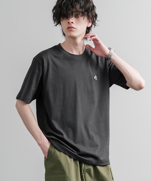 LOGOS(ロゴス)の「LOGOS ロゴス 吸汗速乾 スパイラルヤーンワンポイントロゴ刺繍半袖Tシャツ(Tシャツ/カットソー・メンズ・サンドベージュ/オフホワイト/カーキ/オレンジ/ネイビー/ワイン/スミクロ・M/LL/L)」の13枚目の写真