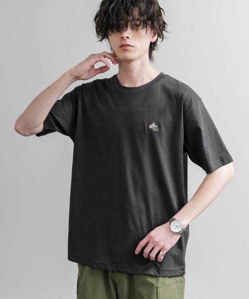 LOGOS(ロゴス)の「LOGOS ロゴス 吸汗速乾 スパイラルヤーンワンポイントロゴ刺繍半袖Tシャツ(Tシャツ/カットソー・メンズ・サンドベージュ/オフホワイト/カーキ/オレンジ/ネイビー/ワイン/スミクロ・M/LL/L)」の14枚目の写真