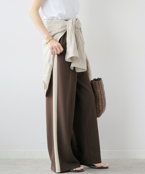 JOURNAL STANDARD relume(ジャーナルスタンダード レリューム)の「《追加2》カットジャージーラインパンツ(その他パンツ・レディース・チャコールグレー/ブラウン・FREE)」の1枚目の写真
