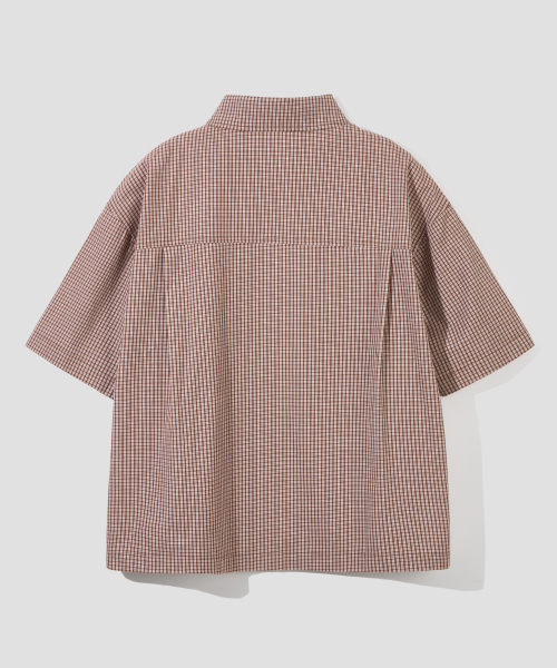 AGOD（エージーオーディー）の「クロップハーフチェックシャツ[ブラウン]（シャツ/ブラウス・レディース・その他・SMALL/MEDIUM/LARGE）」の5枚目の写真