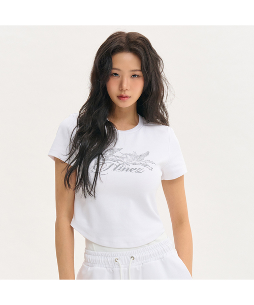 NINEZ（ナインゼット）の「ツインユニコーンコットンクロップ半袖Tシャツ (2color)（Tシャツ/カットソー・レディース・ホワイト/ブラック・SMALL/MEDIUM）」の2枚目の写真