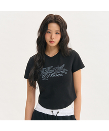 NINEZ（ナインゼット）の「ツインユニコーンコットンクロップ半袖Tシャツ (2color)（Tシャツ/カットソー）」