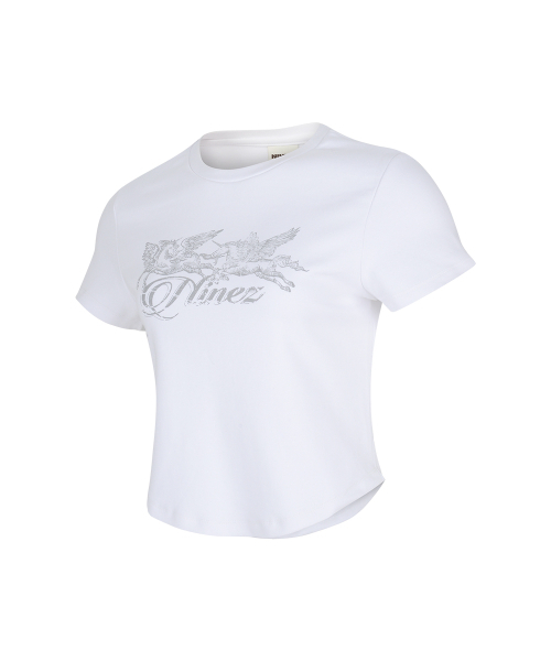 NINEZ（ナインゼット）の「ツインユニコーンコットンクロップ半袖Tシャツ (2color)（Tシャツ/カットソー・レディース・ホワイト/ブラック・SMALL/MEDIUM）」の6枚目の写真