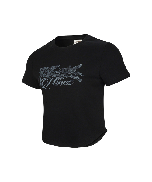 NINEZ（ナインゼット）の「ツインユニコーンコットンクロップ半袖Tシャツ (2color)（Tシャツ/カットソー・レディース・ホワイト/ブラック・SMALL/MEDIUM）」の7枚目の写真