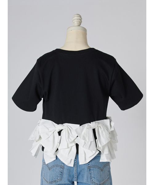 SNIDEL(スナイデル)の「【ZOZO/USAGI ONLINE限定】リボンドッキングTシャツ(Tシャツ/カットソー・レディース・ホワイト/その他/ブラック/ネイビー・F)」の9枚目の写真