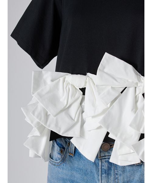 SNIDEL(スナイデル)の「【ZOZO/USAGI ONLINE限定】リボンドッキングTシャツ(Tシャツ/カットソー・レディース・ホワイト/その他/ブラック/ネイビー・F)」の13枚目の写真