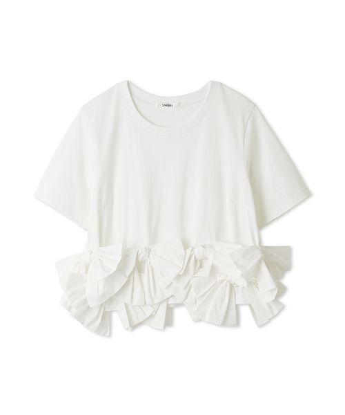 SNIDEL(スナイデル)の「【ZOZO/USAGI ONLINE限定】リボンドッキングTシャツ(Tシャツ/カットソー・レディース・ホワイト/その他/ブラック/ネイビー・F)」の15枚目の写真