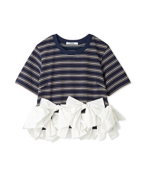 SNIDEL(スナイデル)の「【ZOZO/USAGI ONLINE限定】リボンドッキングTシャツ(Tシャツ/カットソー・レディース・ホワイト/その他/ブラック/ネイビー・F)」の16枚目の写真