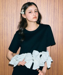 SNIDEL | 【ZOZO/USAGI ONLINE限定】リボンドッキングTシャツ(Tシャツ/カットソー)