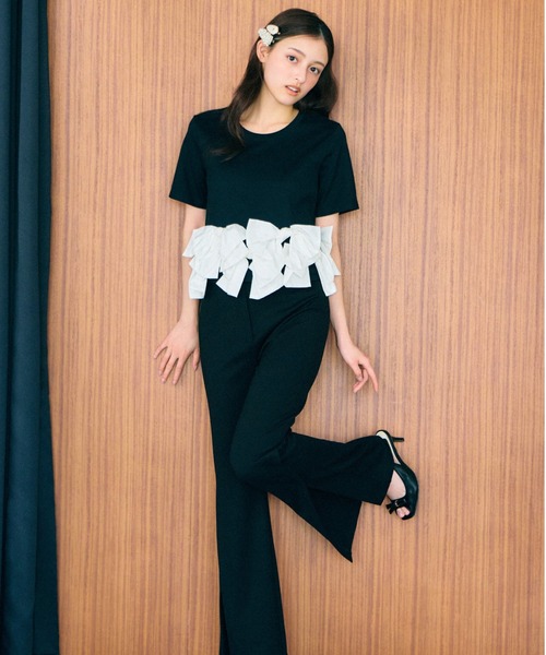 SNIDEL(スナイデル)の「【ZOZO/USAGI ONLINE限定】リボンドッキングTシャツ(Tシャツ/カットソー・レディース・ホワイト/その他/ブラック/ネイビー・F)」の17枚目の写真