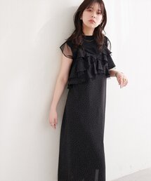セール】〈canami〉配色ステッチラッフル袖ワンピース（ワンピース