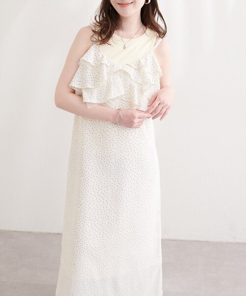 natural couture（ナチュラルクチュール）の「ラッフルフリルキャミワンピース（ワンピース・レディース・その他2/その他1・FREE）」の4枚目の写真