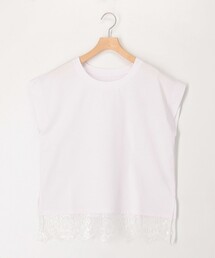 MICO COULIER | 《接触冷感》《吸水速乾》DRY COTTON裾レースTシャツ(Tシャツ/カットソー)