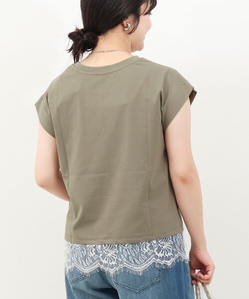 MICO COULIER(ミコクリエ)の「《接触冷感》《吸水速乾》DRY COTTON裾レースTシャツ(Tシャツ/カットソー・レディース・オリーブ/ベージュ/ブラック/オフホワイト・38)」の10枚目の写真