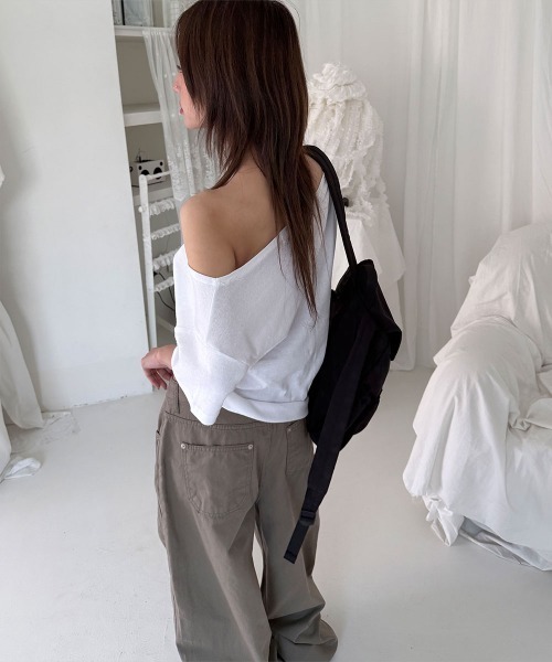 4INT.(フォイント)の「ピンタック コットン バルーン ワイド パンツ(その他パンツ・レディース・グレー/カーキ/ベージュ/チャコール・S/M/L)」の17枚目の写真