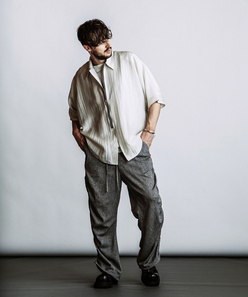 NO ID.(ノーアイディ)の「【NO ID.】Side Gather Easy Trousers / サイドギャザー イージー トラウザーズ(その他パンツ・メンズ・ブラック/ダークグレー/グレー・1/2)」の15枚目の写真