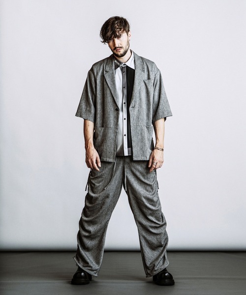 NO ID.(ノーアイディ)の「【NO ID.】Side Gather Easy Trousers / サイドギャザー イージー トラウザーズ(その他パンツ・メンズ・ブラック/ダークグレー/グレー・1/2)」の18枚目の写真