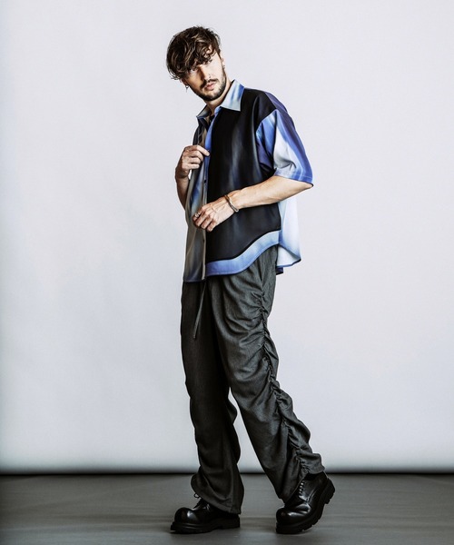 NO ID.(ノーアイディ)の「【NO ID.】Side Gather Easy Trousers / サイドギャザー イージー トラウザーズ(その他パンツ・メンズ・ブラック/ダークグレー/グレー・1/2)」の7枚目の写真