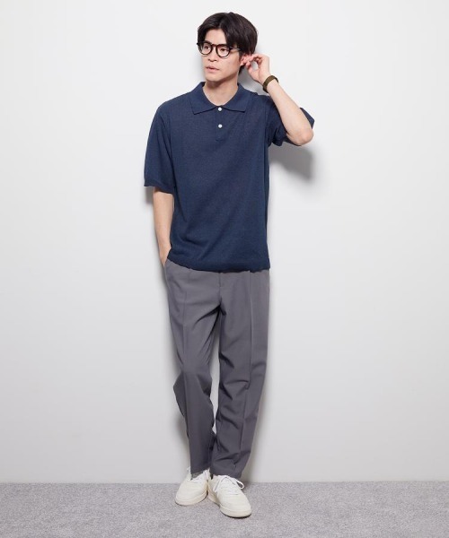 BACK NUMBER(バックナンバー)の「BACK NUMBER(バックナンバー)和紙ニットポロ襟プルオーバー(ニット/セーター・メンズ・ライトグレー/ダークグレー/ネイビー・S/M/XL/L)」の6枚目の写真