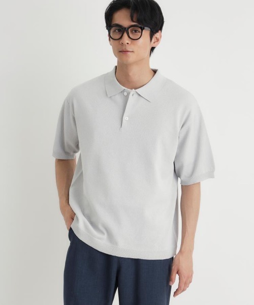 BACK NUMBER(バックナンバー)の「BACK NUMBER(バックナンバー)和紙ニットポロ襟プルオーバー(ニット/セーター・メンズ・ライトグレー/ダークグレー/ネイビー・S/M/XL/L)」の13枚目の写真
