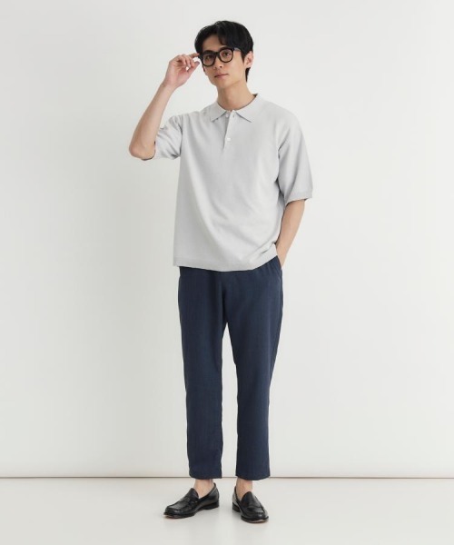 BACK NUMBER(バックナンバー)の「BACK NUMBER(バックナンバー)和紙ニットポロ襟プルオーバー(ニット/セーター・メンズ・ライトグレー/ダークグレー/ネイビー・S/M/XL/L)」の16枚目の写真