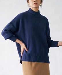 【\5色展開/新作/】ドルマン風 袖ロングリブ ハイネックニットプルオーバー/ウォッシャブル 秋冬