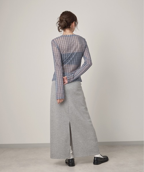 OFROOM(オフルーム)の「Check Sheer Tulle Top|チェックシアーチュールトップス(Tシャツ/カットソー・レディース・イエロー/グレイッシュブルー・FREE)」の18枚目の写真