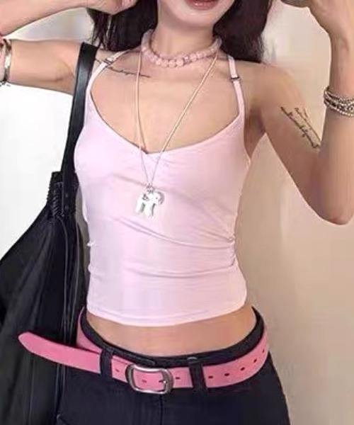 Vipoa(ヴィポア)の「Pastel pink halterneck camisole(タンクトップ・レディース・ライトピンク・FREE)」の19枚目の写真