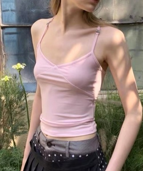 Vipoa(ヴィポア)の「Pastel pink halterneck camisole(タンクトップ・レディース・ライトピンク・FREE)」の6枚目の写真
