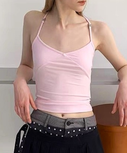 Vipoa(ヴィポア)の「Pastel pink halterneck camisole(タンクトップ・レディース・ライトピンク・FREE)」の2枚目の写真