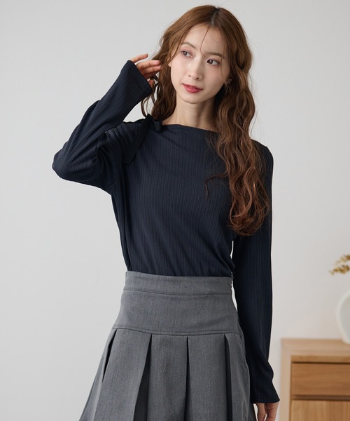 DAYRA(デイラ)の「配色 ハトメ 肩リボン リブ トップス(Tシャツ/カットソー・レディース・チャコールグレー/ブラック/グリーン・FREE/S)」の16枚目の写真